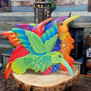 Hummingbird Metal 4-Pc Large Set Garden or Home Décor